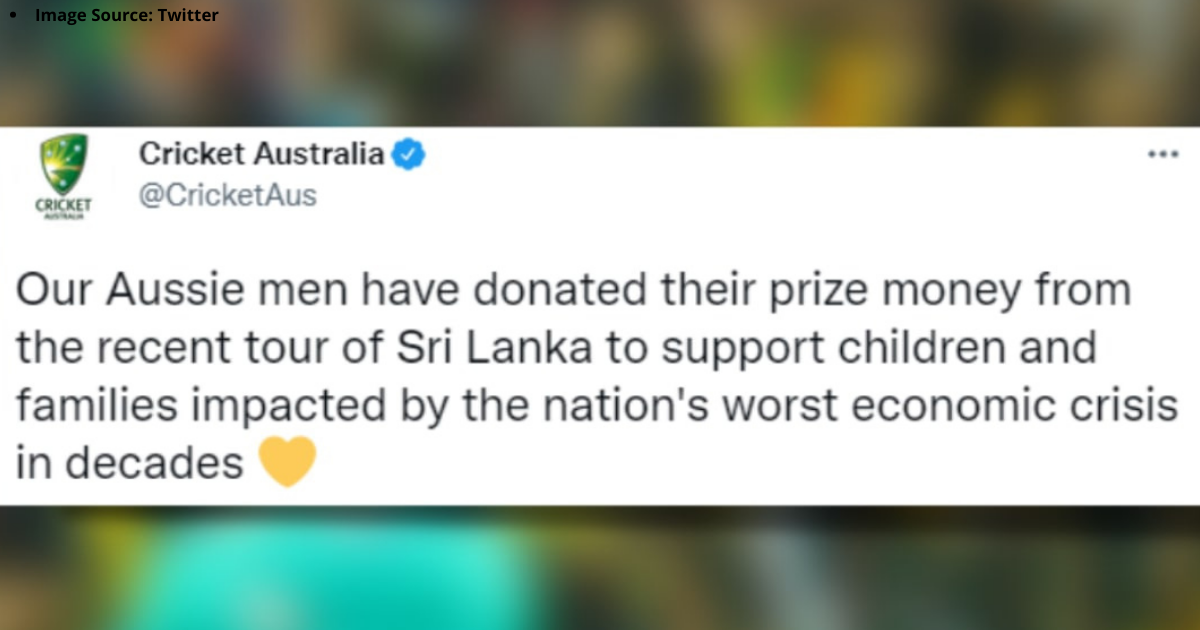 Australian team donates Sri Lanka tour prize money for supporting children, families in crisis-hit island nation